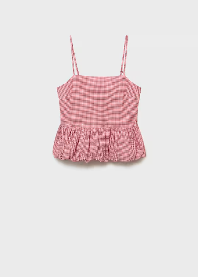 Top na ramínka s gingham vzorem matching ke kalhotám, Mango, 799 Kč