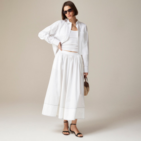 Midi sukně z bavlněného popelínu s kontrastním prošitím, J.Crew, 4 196 Kč Midi sukně z bavlněného popelínu s kontrastním prošitím, J.Crew, 4 196 Kč