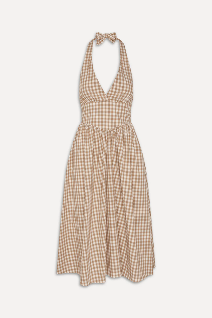 Cottagecore modrobílé maxi gingham šaty, Miss Rosier, 3 966 Kč 