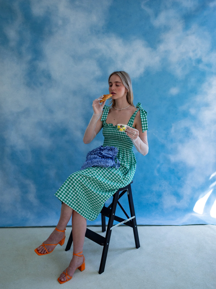 Bow Dress Green Gingham, Anna Tran, 3500 Kč