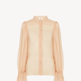 Halenka s nabíranými rukávy z hedvábné mušelínu, Chloé, 39 857 Kč
