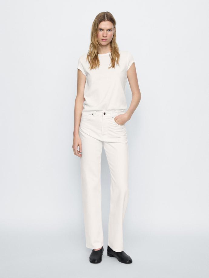 Džíny straight fit s vysokým pasem z bavlněné směsi, Massimo Dutti, 1 599 Kč