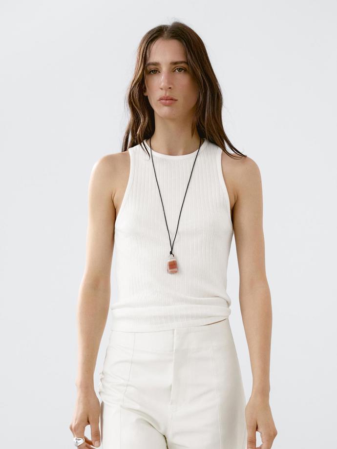 Top halter z žebrovaného úpletu, Massimo Dutti, 799 Kč