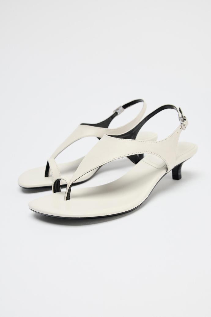 Kožené sandálky na tenkém podpatku, Zara, 1 299 Kč