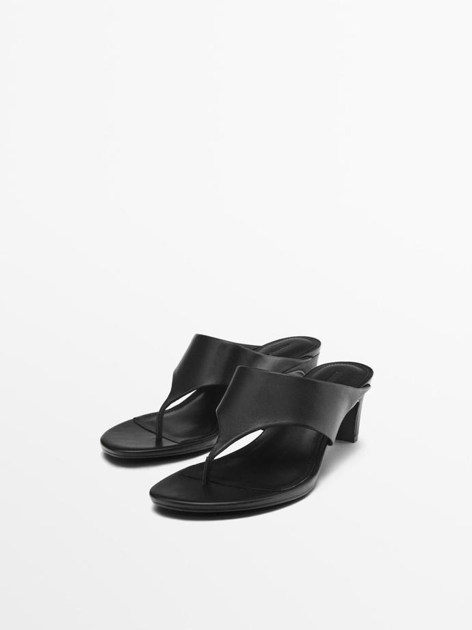 Sandály na podpatku z napy, Massimo Dutti, 2 999 Kč