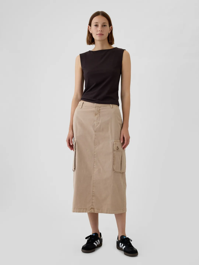 Midi sukně s kapsami Utility Cargo, GAP, 1439 Kč