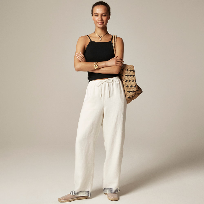 Široké lněné kalhoty, J.Crew, 3 312 Kč