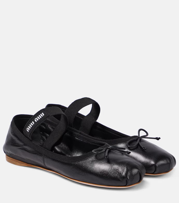 Kožené baleríny, Miu Miu, MyTheresa, € 780