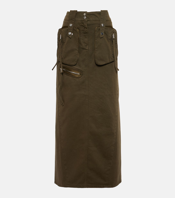 Denim cargo maxi sukně, Blumarine, MyTheresa, € 370