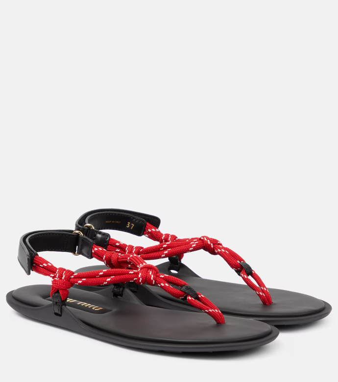 Řemínkové sandály Riviere s koženým lemováním, MIU MIU, MyTheresa, € 690