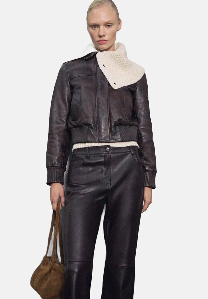 Hnědá motorkářská bunda, Mango, Zalando, 2 999 Kč 