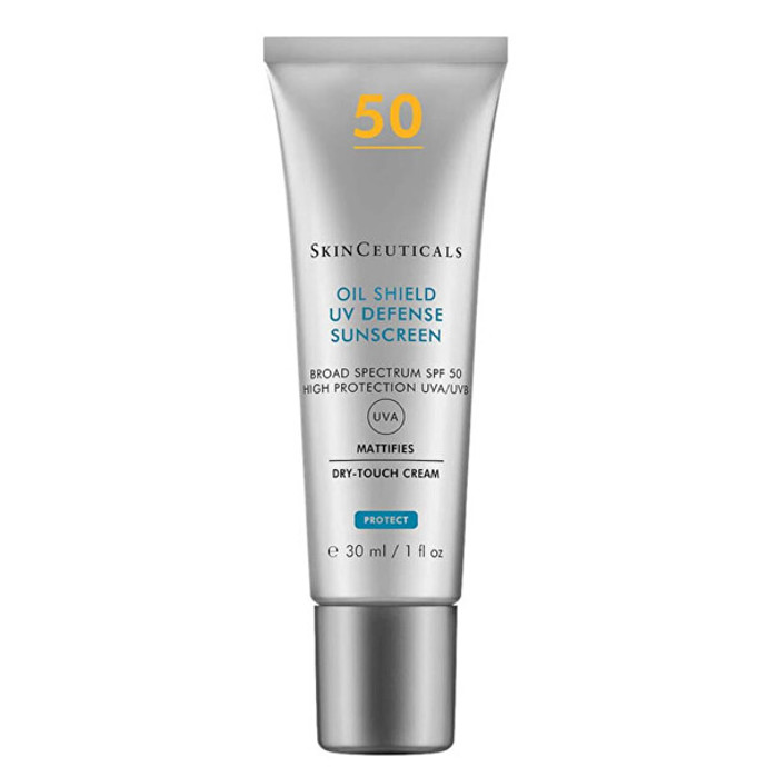 Prémiový SPF pro mastnou pleť s mikrokuličkami, které absorbují maz a redukují lesk až na 12 hodin. Skvělý podklad pod make-up – hlavně pro ty, kdo bojují s lesklou T-zónou.Oil Shield UV Defense SPF 50, SkinCeuticals, Vivantis.cz, 1265 Kč