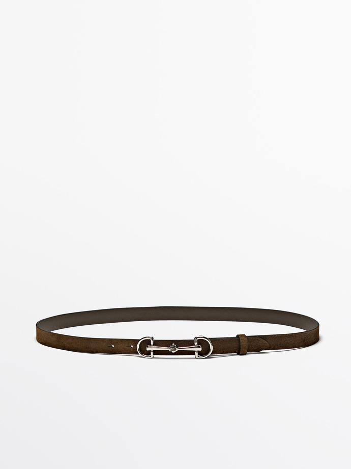 Tenký semišový pásek, Massimo Dutti, 1 299 Kč