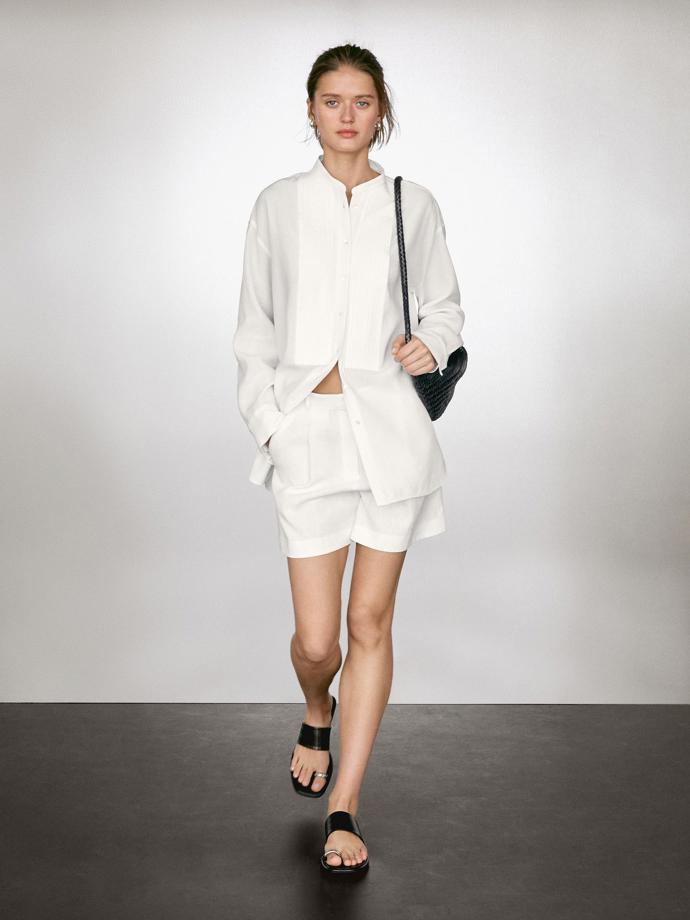 Košile s jemnými sámky ze lněné směsi, Massimo Dutti, 2 399 Kč