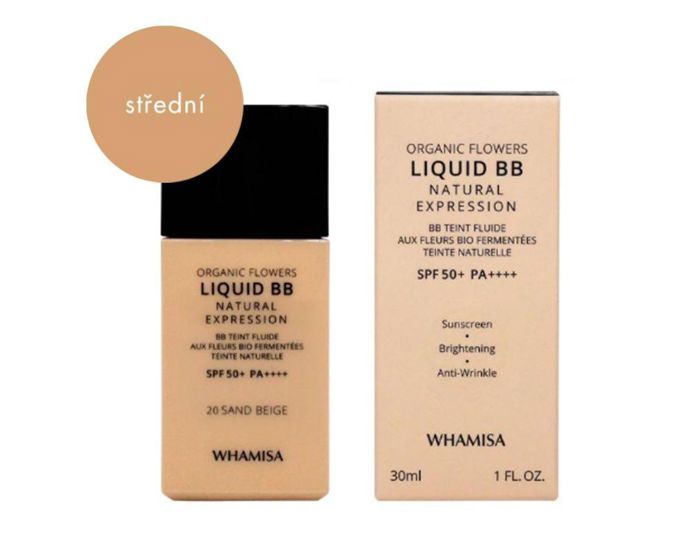 Vysoce krycí BB krém s SPF 50+ hydratuje, vyhlazuje a chrání před UVA/UVB, aniž by vysušoval nebo ucpával póry. Pleť po něm vypadá svěže a přirozeně – s bonusovými anti-aging účinky.Bio BB krém SPF 50+ Sand Beige, Whamisa, Pure District, 1 095 Kč
