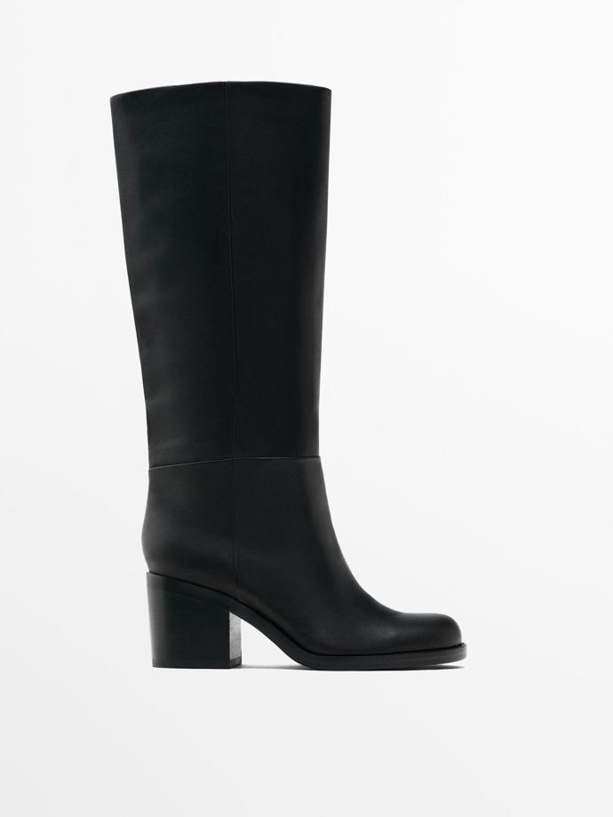 Vysoké kozačky na blokovém podpatku, Massimo Dutti, 6 299 Kč