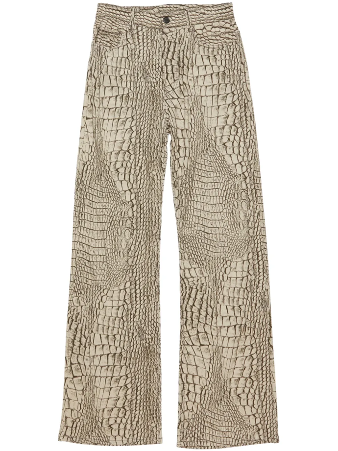 Kalhoty s rovnými nohavicemi v hadím printu, Acne Studios, Farfetch, 294 Eur 