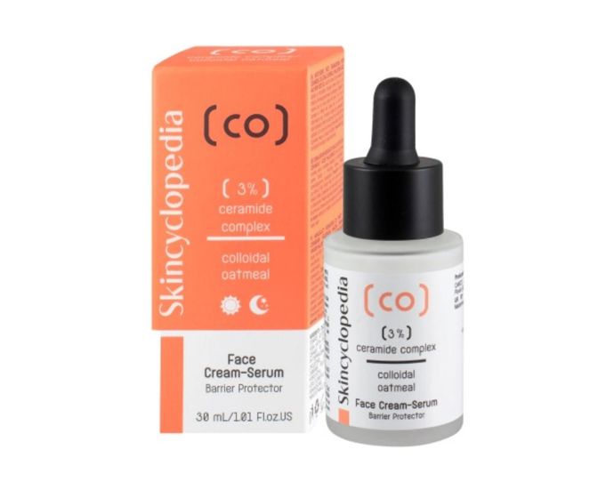 Skincyclopedia Face Cream-Serum 3% Ceramide Complex + Colloidal OatmealKrémové sérum, které spojuje pohodlí krému s účinkem aktivního séra. Ceramidy s koloidními ovesnými vločkami opravují bariéru a zklidňují, niacinamid rozjasňuje a hlídá maz. Konopný olej zjemní texturu, takže pleť působí vyrovnaně a hladce.Face Cream-Serum with Ceramide Complex 3% + Colloidal Oatmeal 30 ml, Skincyclopedia, Cosibella.cz, 275 Kč