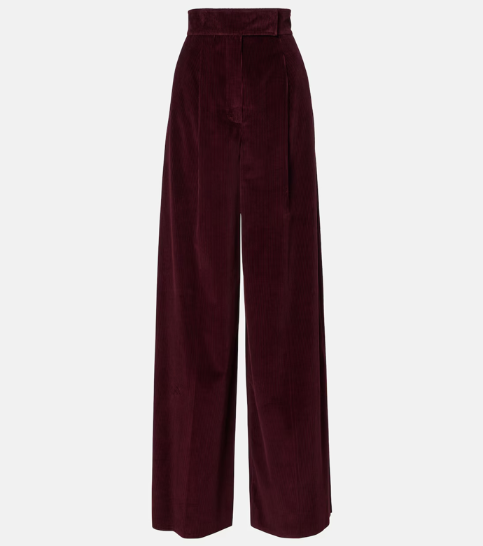 Tmavě červené sametové kalhoty, Max Mara, mytheresa, 495 Eur  