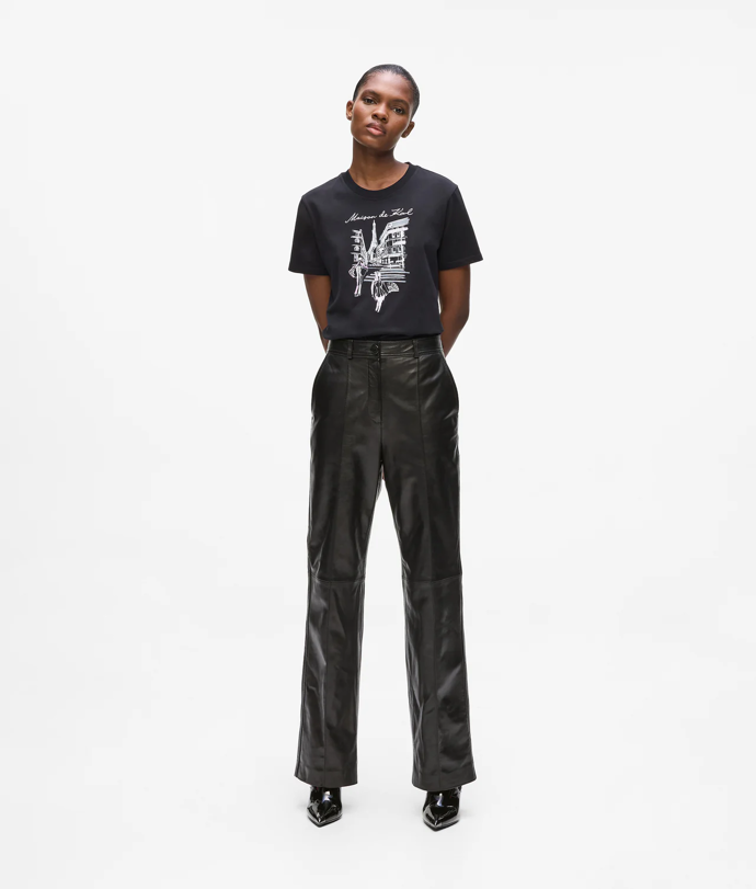 Černé kožené kalhoty, Karl Lagerfeld, 549 Eur 