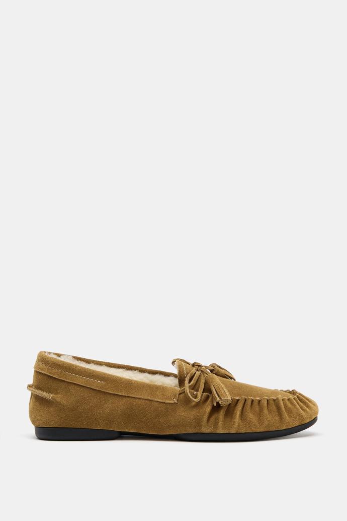 Semišové loafers s kožíškem, Zara, 1 599 Kč