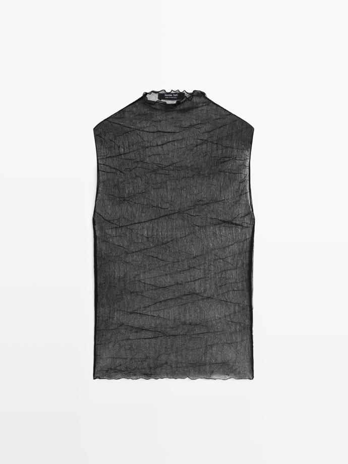 Průhledný top se stojáčkem, Massimo Dutti, 999 Kč