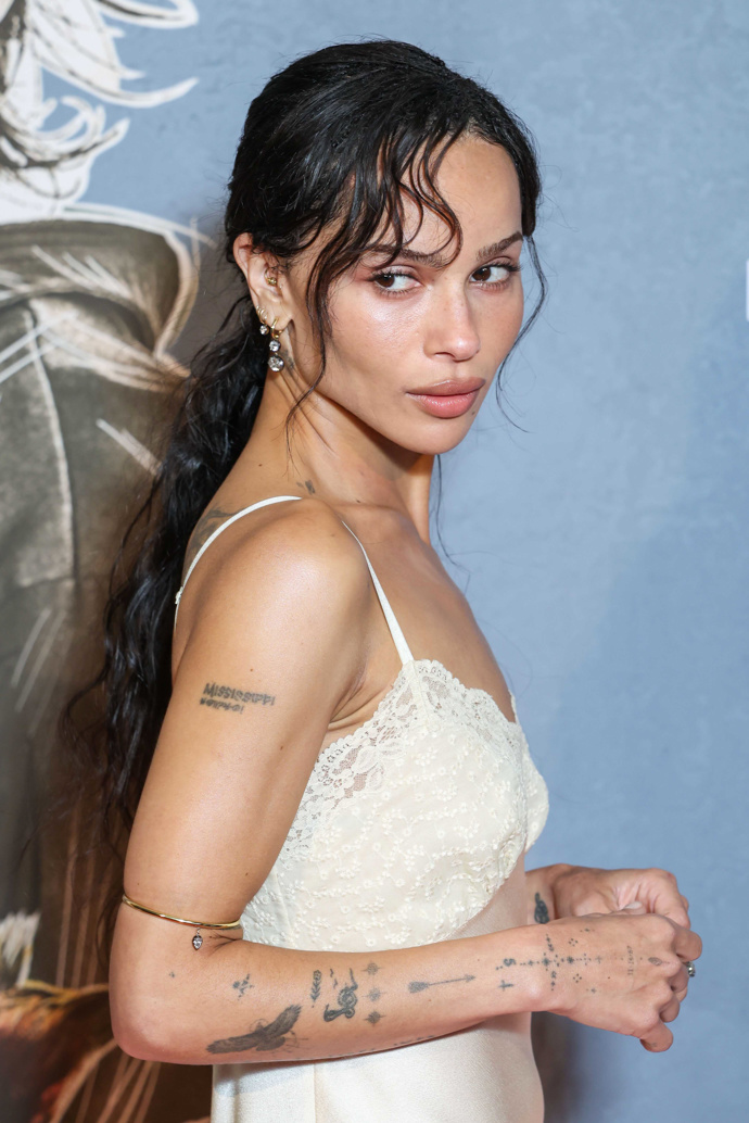  Zoe Kravitz v uvolněném wet-look pony