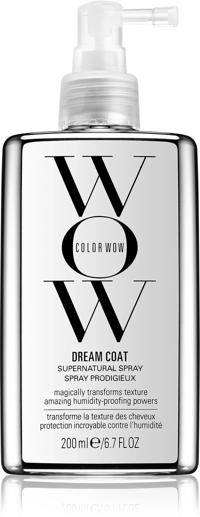 Color Wow Dream Coat Supernatural Spray, prodává Notino, 730 Kč (200 ml)Teplem aktivovaný polymer, který obalí každé vlákno neviditelným voděodolným pláštěm. Výsledek jsou nadpřirozeně hladké, hedvábné vlasy, které vydrží 2 až 3 mytí, aniž by se přípravek musel nanášet znovu po každém umytí.