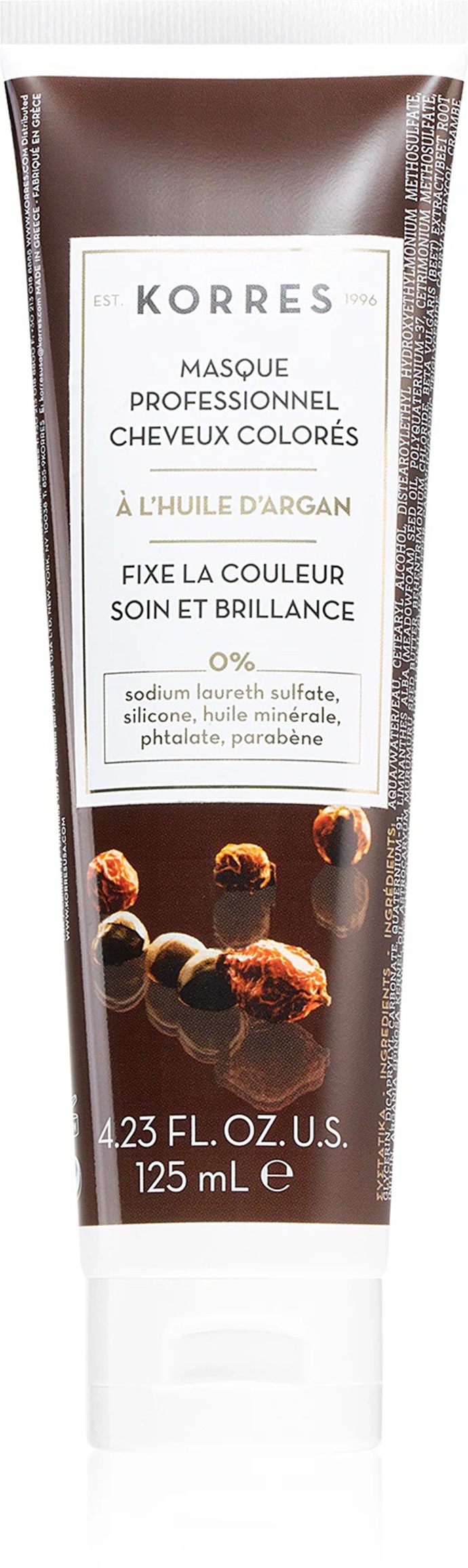 Korres Argan Oil vyživující maska pro barvené vlasy, 125 ml, 245 Kč, prodává Notino.