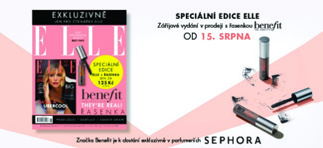 Zářijová ELLE s řasenkou Benefit They’re Real právě na stáncích!!!