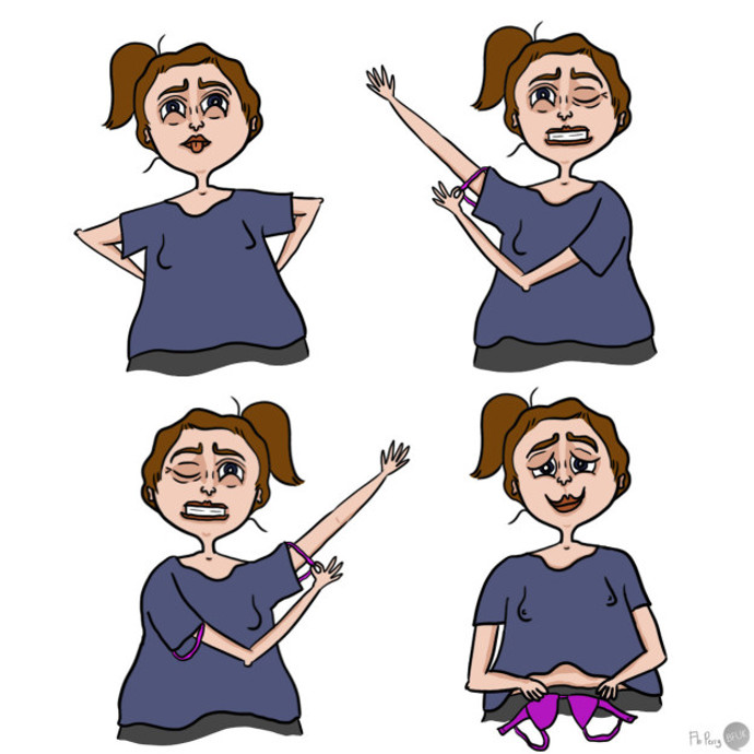 8. Svlékají si podprsenku, aniž by se obtěžovaly sundat triko nebo vstát z gauče.