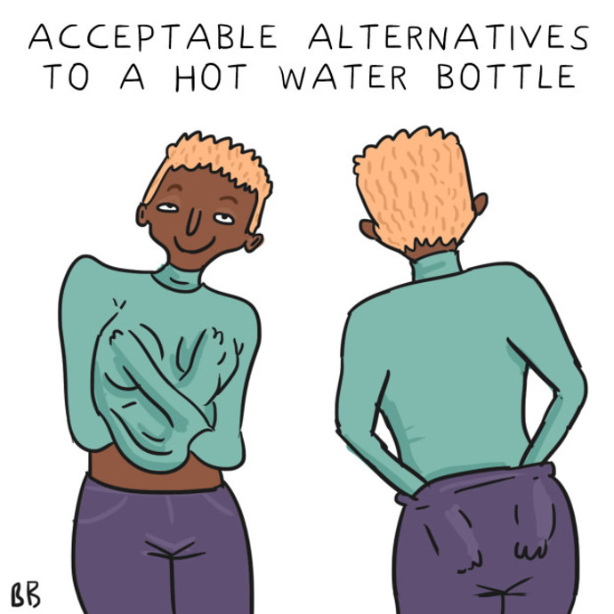 3. Ohřívají si studené ruce o prsa nebo sedací část těla.