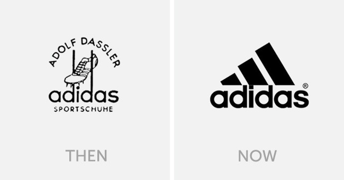 14. Adidas (dříve a nyní).