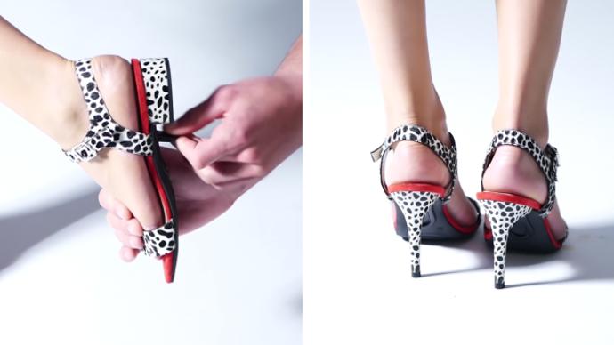 Je to jednoduché. Jakmile začnou nohy bolet, vezmete vysoký podpatek a místo něj přicvaknete nízký.