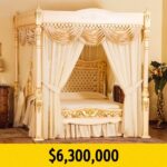 3. Postel vykládaná vzácnými kameny a dekorovaná zlatem. Nejkrásnější, to bezesporu je. Zdali se v ní i nejlépe spí? Pokud vás to zajímá, můžete to zkusit. Nejdřív ale musíte našetřit 156 000 000 korun. Přesně za tolik si ji můžete odvézt.