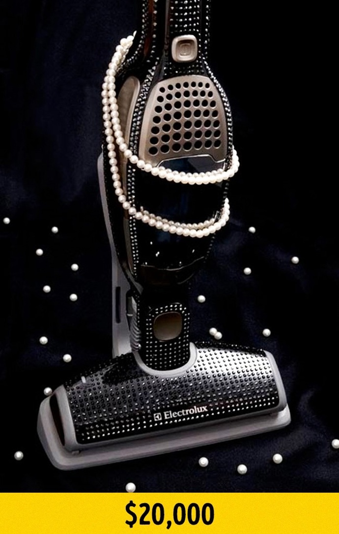 5. Vysavač s kamínky od Swarovského. Je tak drahý, že se s tím dostal až do Guinessovy knihy rekordů. S 3 730 krystaly se cena vyšplhala na 500 000 Kč. Luxusní, ale... opravdu byste s ním vysávali?