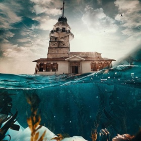 Plachetnice odlétá za pět minut! Jste připraveni? ptá se autor dechberoucích koláží