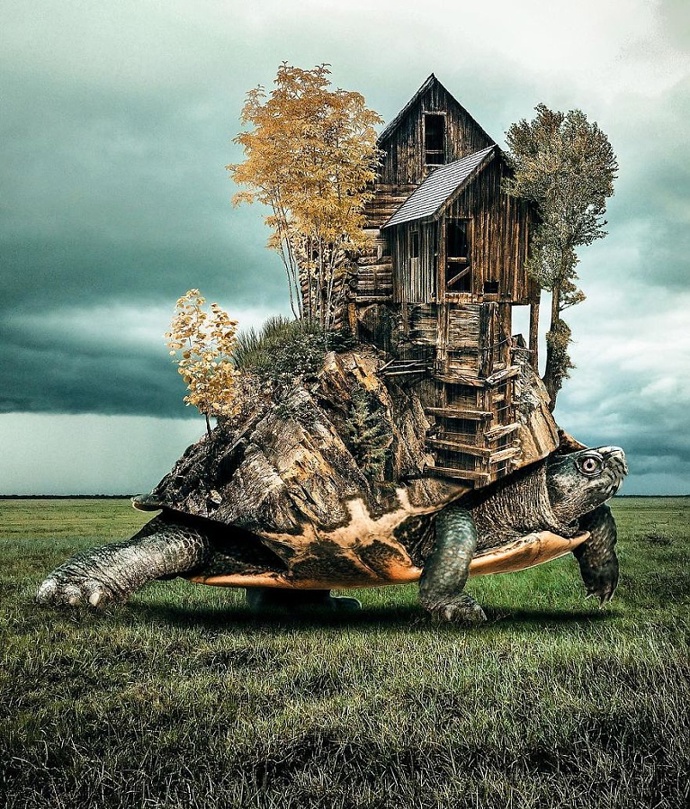 Plachetnice odlétá za pět minut! Jste připraveni? ptá se autor dechberoucích koláží