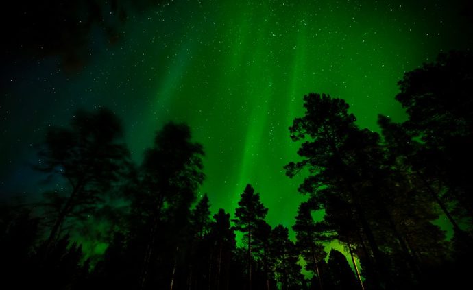 Polární záře v Laponsku.