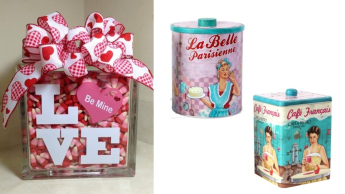 Dóza plněná oblíbenými sladkostmi. Dózy vpravo k zakoupení na Homelove.cz.