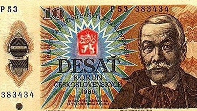 Desetikoruna ve formě papírové bankovky.