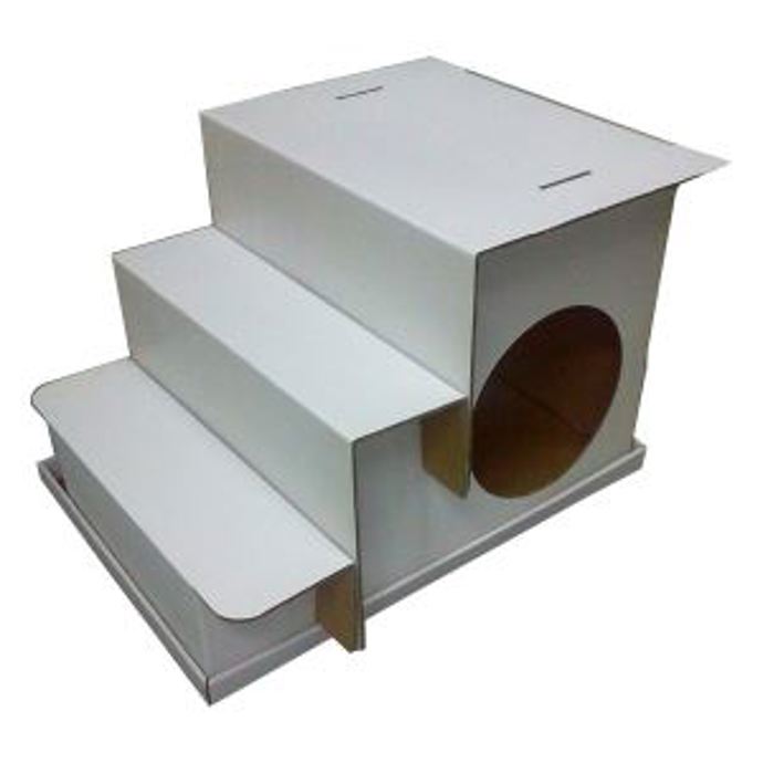 Papírové schody s domečkem pro domácího mazlíčka