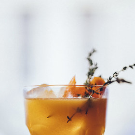 Signature drink  Vodka, thyme & apricots.