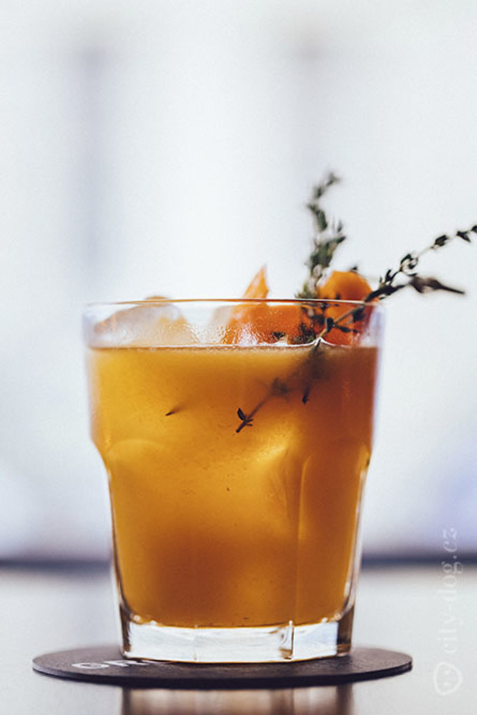 Signature drink  Vodka, thyme & apricots.