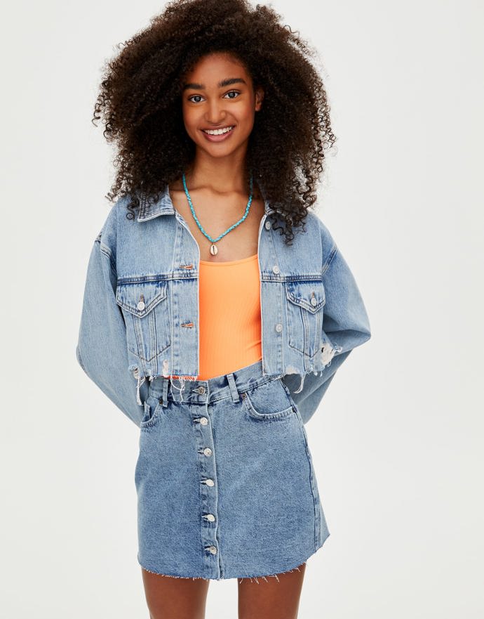 Sukně se stříbrnými knoflíky, Pull&Bear, 549 Kč