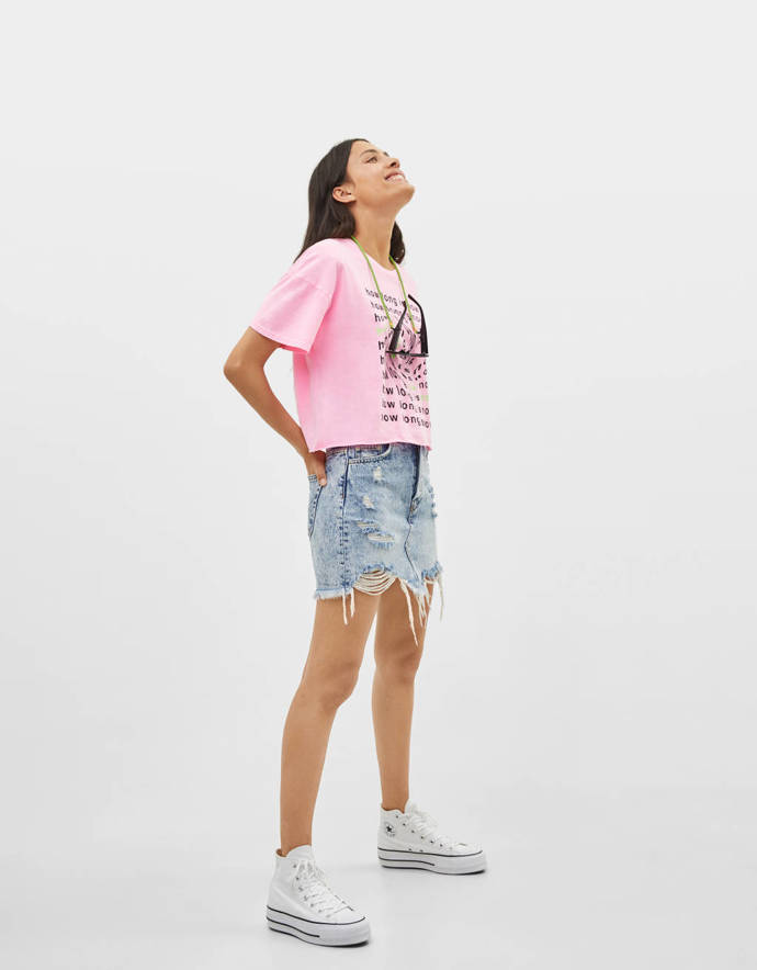 Vintage odrbaná sukně, Bershka, 799 Kč