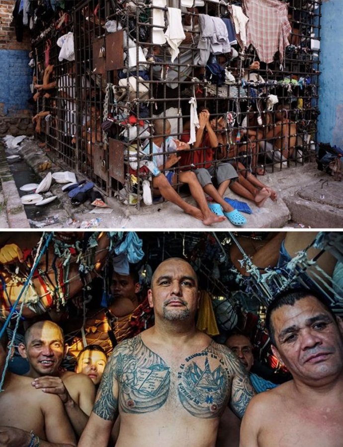 Tyto cely v Salvadoru jsou velké 5x5 metrů a vejde se do nich až 30 lidí