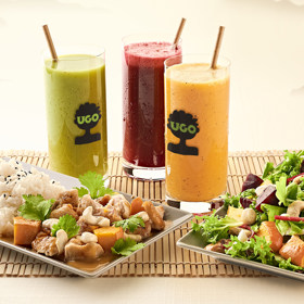 Pokud nemáte čas na přípravu domácích zeleninových šťáv a salátů, skočte do salaterie UGO. Výběr mají pestrý, suroviny čerstvé a chuť je báječná