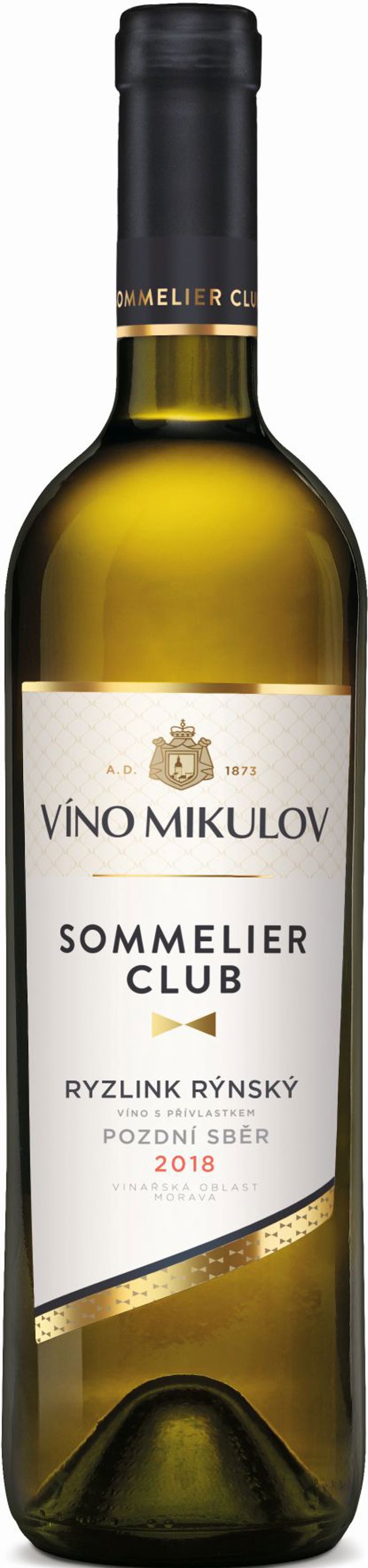Víno Mikulov Sommelier Club Ryzlink rýnský 2018 pozdní sběr.