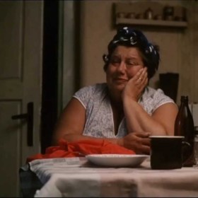 "Tak nechrápej! Přemejšlím. Jo, že to slyší celá vesnice." - snímek z filmu Slunce, seno, jahody